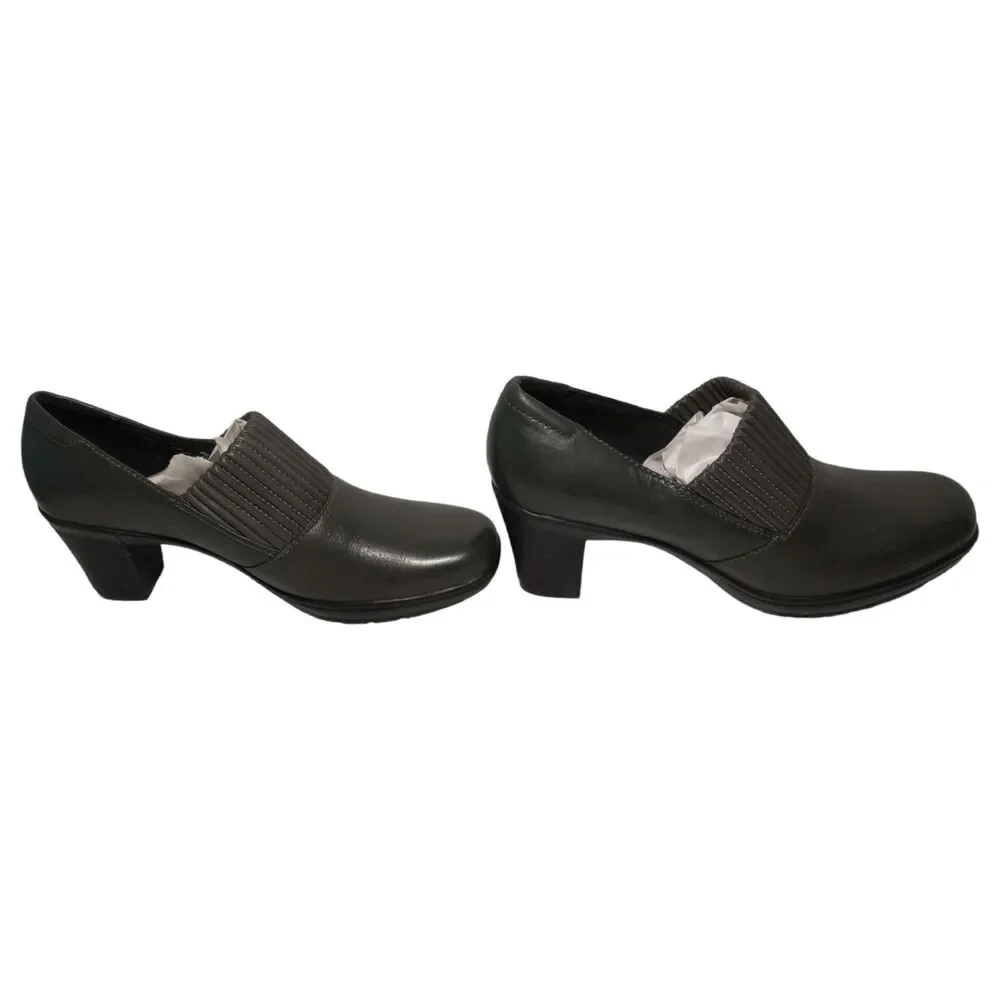 Clarks Womens Bendables Gray Leather Size 8.5M Thoughtful Q Comfort Block Heels - Picture 5 of 9